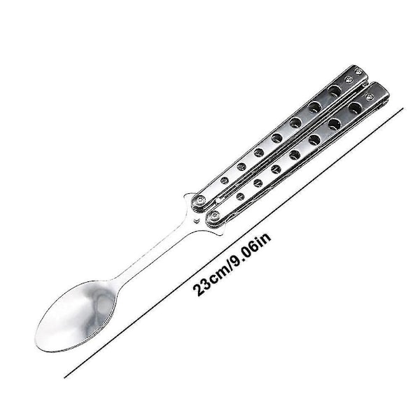 Fällbar Fjärilsformad Träningssked i Rostfritt Stål, Flasköppnare, Bestick för Resor spoon