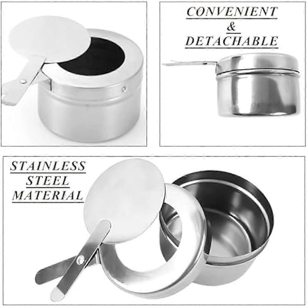 8 stk Brennstofftank for Chafing Dish, Rustfritt Stål Chafing Wick Brennstofftank med Deksel, Varmeboksholder for Chafing Dish Silver