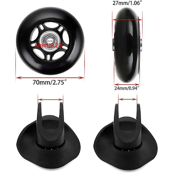 Sæt Kuffert Hjul Udskiftning Hjul Reparation Leje Til Kuffert 70*24mm Sort (FMY)
