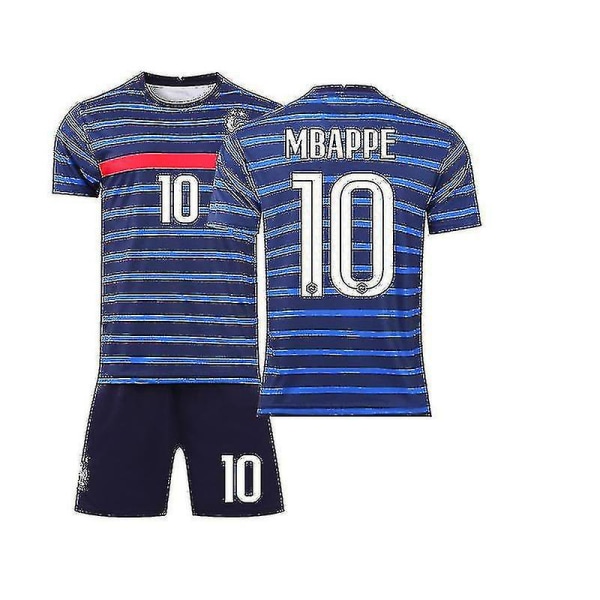 Regenboghorn Kids Football Kits Fotballdrakt Trening T-skjorte Dress 21/22-2a Mbappe France 18 (100-110 cm)