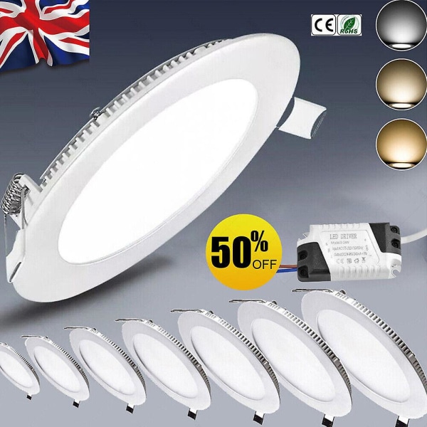 Uk Ultra Slim Indbygget Led Flad Panel Loftspot Downlights Spotlights 79/256 Warm White 15W