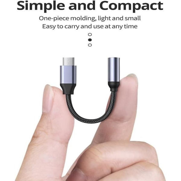 Usb C til 3,5 mm lydjack, Type C til hovedtelefonadapter Aux Dongle Hi-res Dac Chip Earphone Cable Converter  (FMY)