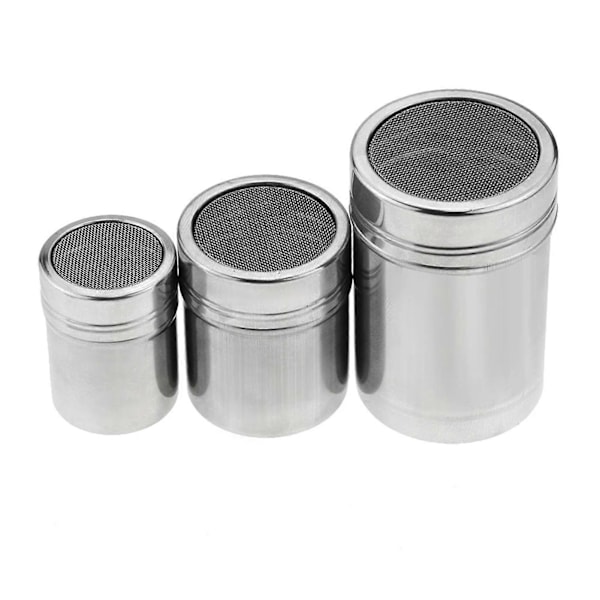 Krydderstrøer i rustfritt stål med lokk, finmasket roterende deksel, krydderkrukke for pepper, kaffepulver, BBQ-krydder, matvaregodkjent salt, sukkerstrøer, utendørs C M