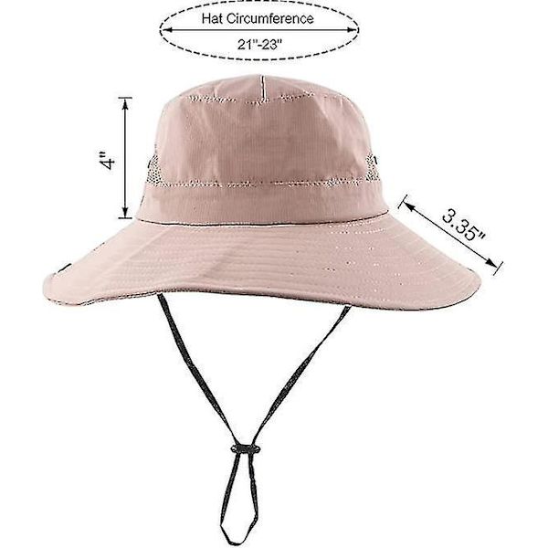 Dam sommar solhatt bred brätte utomhus UV-skydd hatt hopfällbar hästsvans hink keps för strand fiske vandring  (FMY) Pure pink