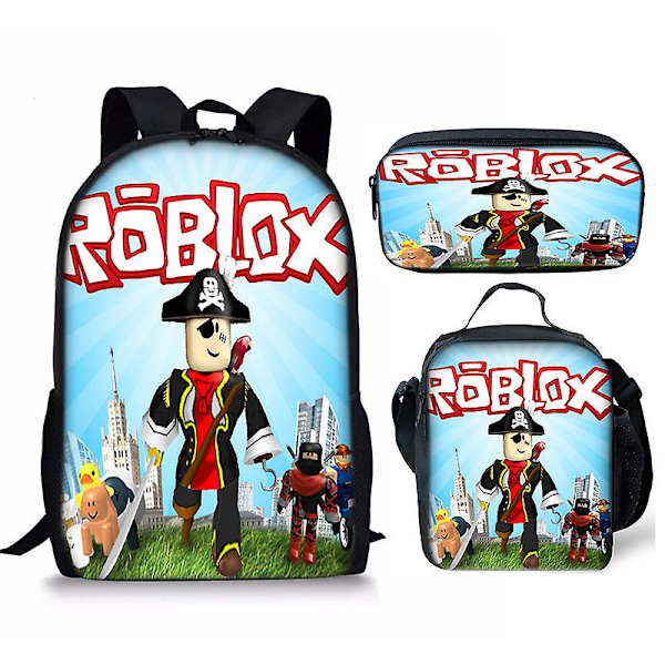Roblox Studenterygsæk Digital Tryk Rygsæk Tredelt Frokostpose Blyantsæske