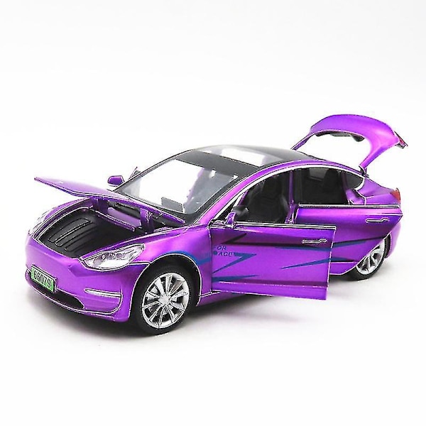 Brand New 1:32 Tesla Model 3 Legetøjsbil i Metal - Die-Cast Model & Legetøjsbil - Gratis Forsendelse - Børnelegetøj - Børnegave - Drengelegetøj purple