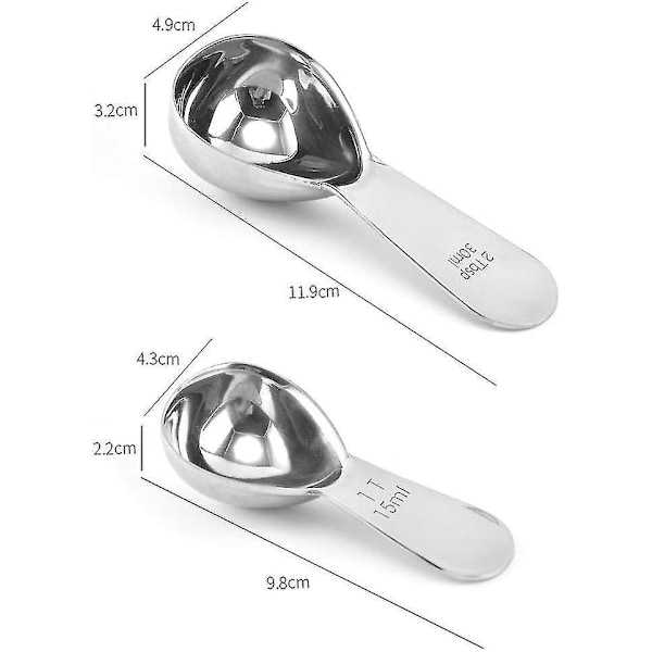 2024, Kaffeskopset, 2 st rostfria kaffeskopor, 15 ml och 30 ml, rostfria måttskedar, för kök, hem, kaffe, löst te, mjölk, socker