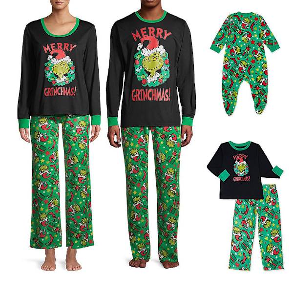 Grinch-familien matchende julepyjamas - nattøy - julepyjamassett Women S