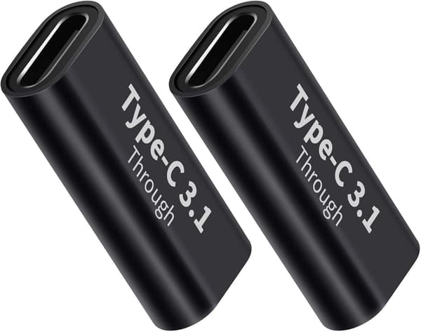 USB-C hunn-til-hunn adaptere (2), støtter hurtig lading og dataoverføring, 10 Gbps hastighet