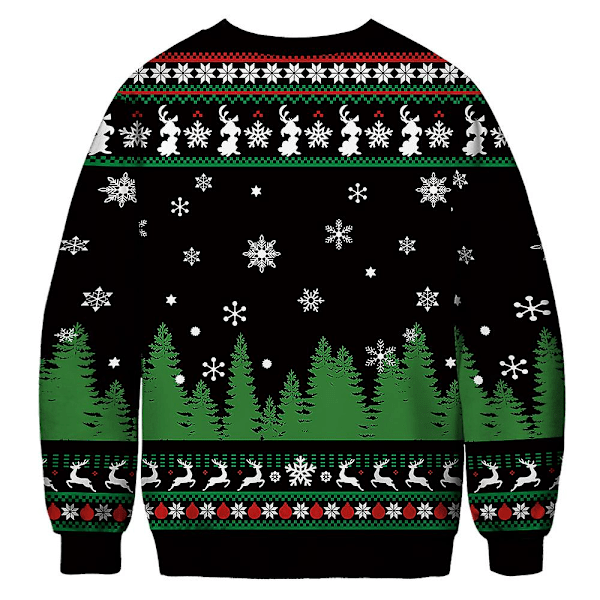 Par-Sweatshirt med Grinch-print til par - Crew Neck Ugly Sweater til kvinder og mænd - Langærmet grøn monster pullover jumper top D 3XL