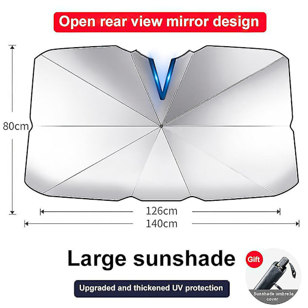 Solskærm til bilrude - Parasol med varmeisolering Open end large