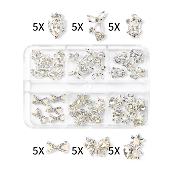 Planet Nail Art Charm Båge/Hjärta Forma Naglar Rhinestone Ädelsten Kristall, 3D Nagelkonst Dekoration Metall Naglar Naglar Nagelkonst Smycken 17 17