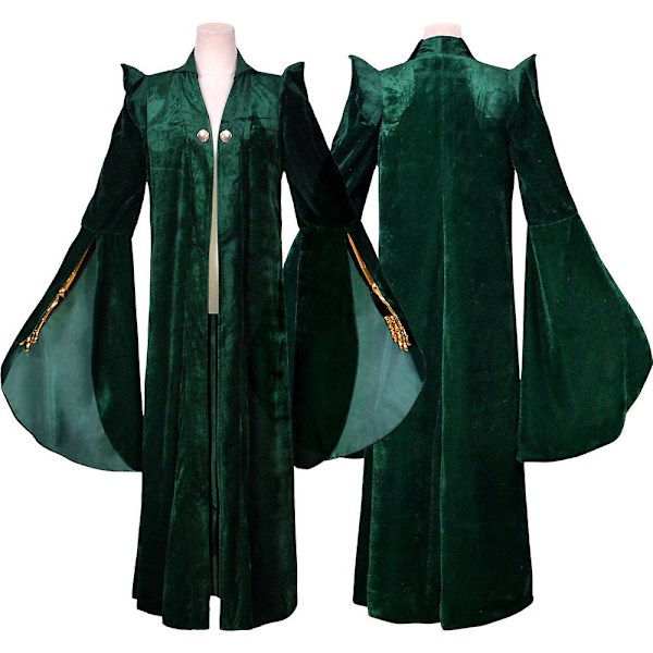 Halloween Harry Potter Minerva McGonagall Professor Hogwarts Rektor Lång Klänning Halloween Kostym Cosplay Kostym-r XL