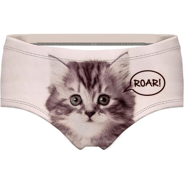 KAIJIA Kvinders Mode Flirtende Sexy Sjove Frække 3D Printede Søde Dyr Underbukser Truser Gave Kat Brøl Medium