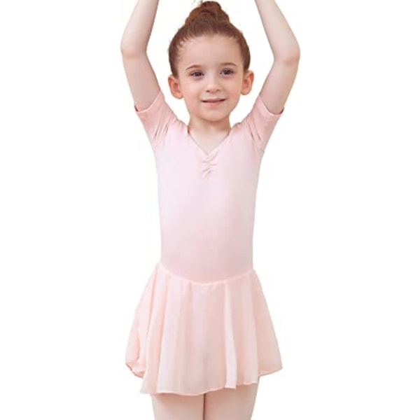 Balettklänning för flickor Barnbalett Leotardklänning Barn V-ringad Sho