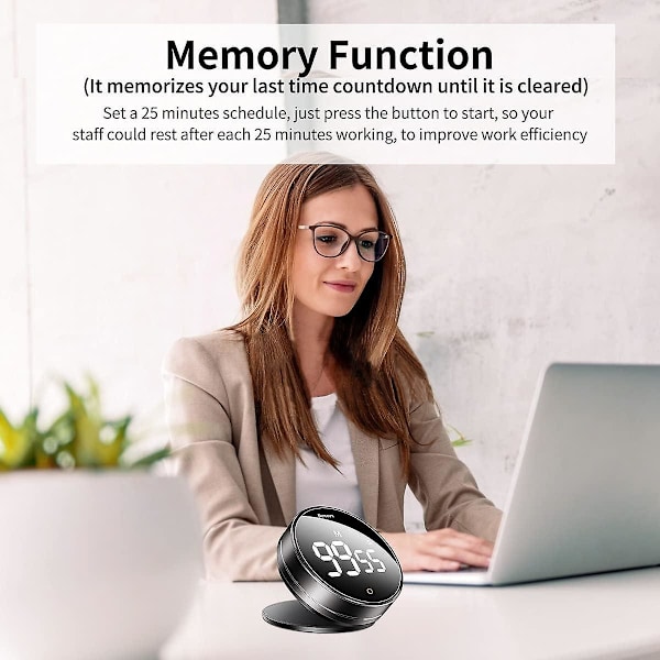 Baseus Kjøkken Timer LED Digital Magnetisk Nedtellingstimer, 3 Justerbare Volumnivåer, Rotasjonskontroll