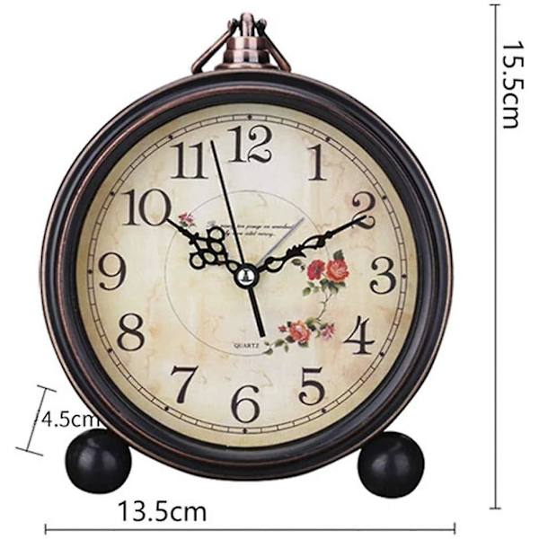Wekity Retro Analog Väckarklocka för Bord, Batteridriven, Tyst Kvartsrörelse, HD-Glas Flower