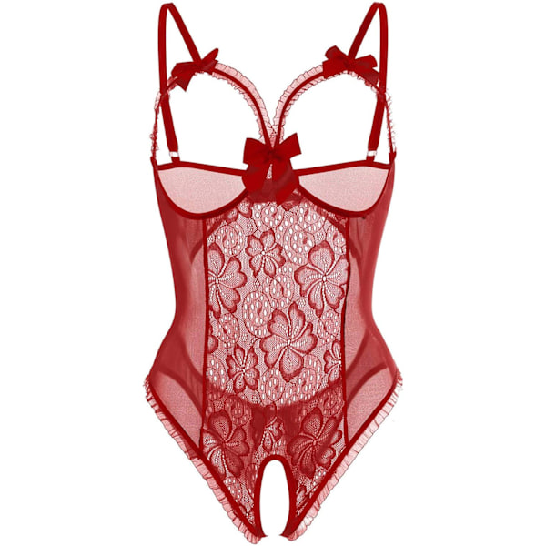 gerie for Women One-Piece Teddy Lingerie Sexy Bodysuit Lace Nightie Vinrød Stor