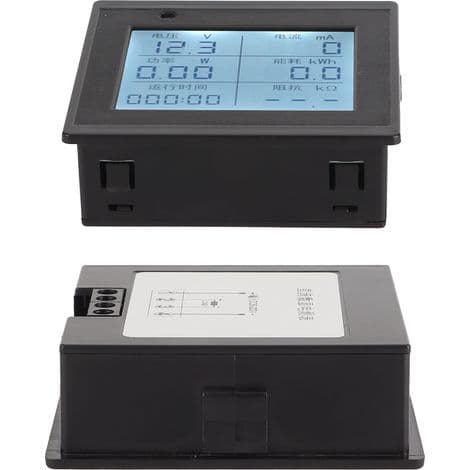 Digital DC 6-200V Voltmeter Amperemeter med Multifunktions LCD-display