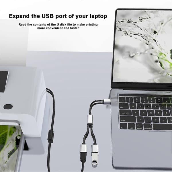 Type A Type-C Hann til Dobbel USB 2.0 Hunn Adapter USB-C OTG Splitter Y Kabel Konverter Støtte [DB]
