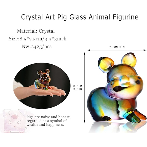 Sett med 4 håndblåste glassfigurer - vakre pinnsvinfigurer - håndlaget fargerik glasskunst - samleobjekt - gave - hjemmedekorasjon Pork