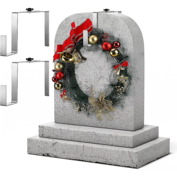 2 Pcs Adjustable Metal Headstone Wreath Hangers - Cemetery Memorial Decor