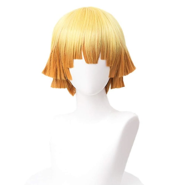 Halloween-festdrakt Demon Slayer Agatsuma Zenitsu Cosplay-antrekk Anime-sett Gaver Only Wig 2XL