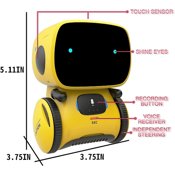 Emo Robot Älyrobotit Tanssi Äänenkomentoanturi, Laulu, Tanssi, Toistava Robottilelu Lapsille Pojille Ja Tytöille Puhuvat Robotit Dancing Robot White