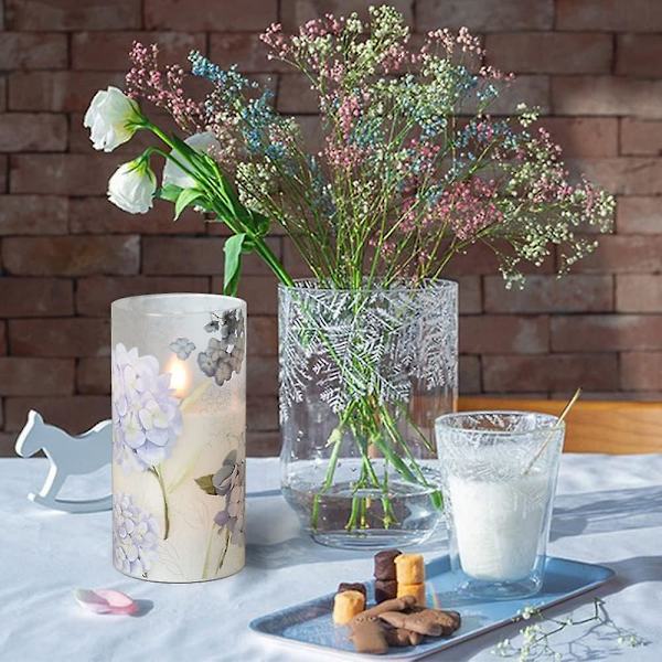 Hydrangea Glas LED-Ljus med Flimmer och Fjärrkontroll - Batteridrivna Ljus BY