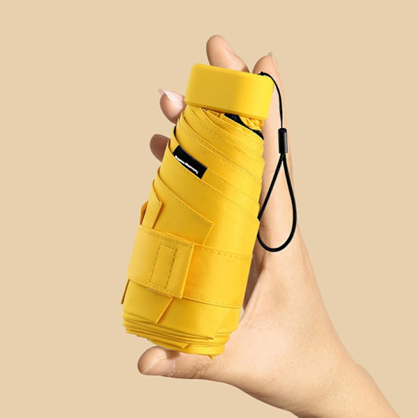 Foldbar Paraply Vindtæt UV-Beskyttelse Kompakt 6 Ribber Forstærket Solparaply Til Udendørsaktiviteter JunmaiBY Yellow