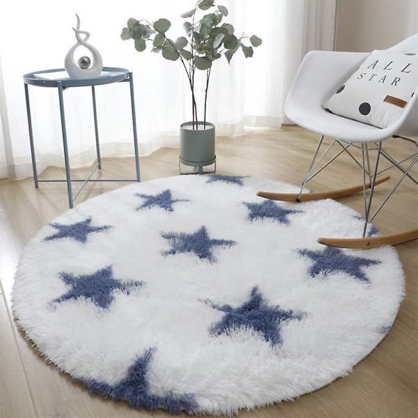 Rundt tæppe Blødt Behageligt Fluffy Shaggy Høj Bunke Tæppe Til Stue Soveværelse Round Floor Mat-1 Diameter 40cm