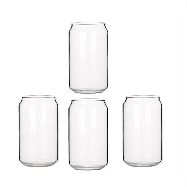 4-pack Glasögon i Form av Burkar, Modevatten, Mjölk, Juice, Enkel Juicekopp, Öl, Shake, Dessertkopp, Colakopp, 400MLBY transparent