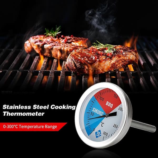 Temperaturmåler 0-300 Grader Celsius Måler Rustfrit Stål Koge Termometer til Grill BBQ Grill Ryger Ovn