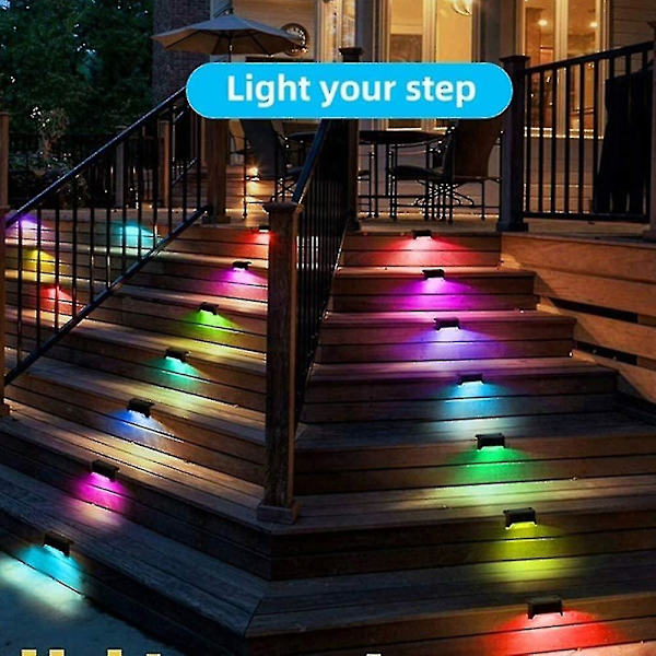 4-pak Solcelled Dæklys LED Soltrappe Lys Vandafvisende Hække Lys Udendørs Trapper Trin Hæk White Color light