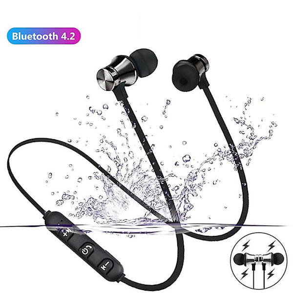 Xt11 Magnetiska Trådlösa Bluetooth Hörlurar Sport Löpning In-Ear Trådlösa Spelheadset Med Mic Halsband Sport Hörlurar (FMY) Black