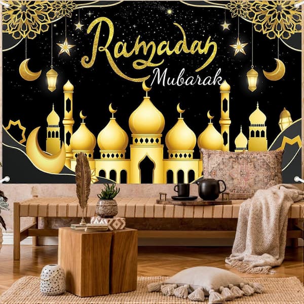 Ramadan Mubarak Baggrund, 180x110cm Ramadan Baggrund Eid Mubarak Banner Eid
