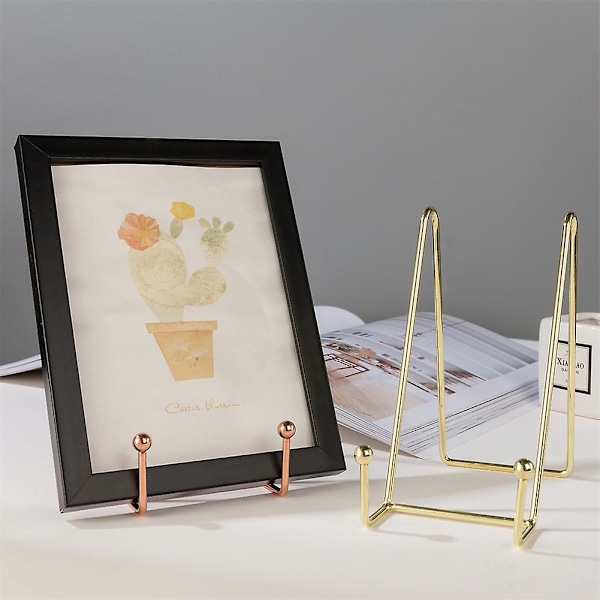 Plate Stands Jern Display Staffeli Foto Bilde Skål Fat Bokholder Ramme Gull Small 8  8  8cm Rose gold