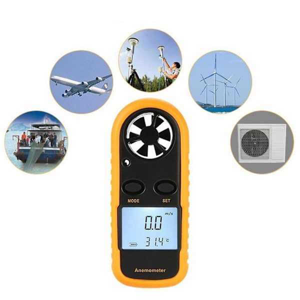 GM816 Håndholdt Digital Anemometer Termometer LCD Display Vindhastighed Temperaturmåler 3V