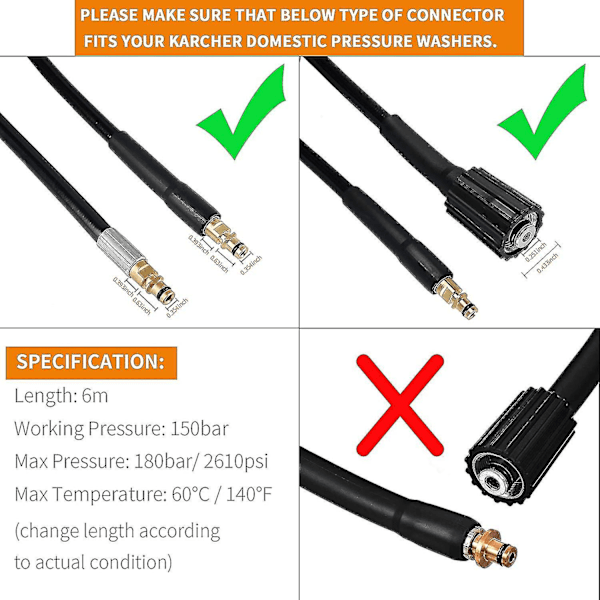 70% Alennus -70% Alennus - Painepesurit Vedenpuhdistus Vaihtopaineletku Puhdistussarja 6m/8m/10m/15m Karcher K2 K3 K4 K5 K6 K7 (6m)