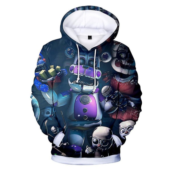 Five Nights At Freddy's 3D Digital Print Casual Hoodies Unisex Barn for Kids Fnaf Hooded Pullover Sweatshirt Jumper Topper [HK] A 7-8 Years