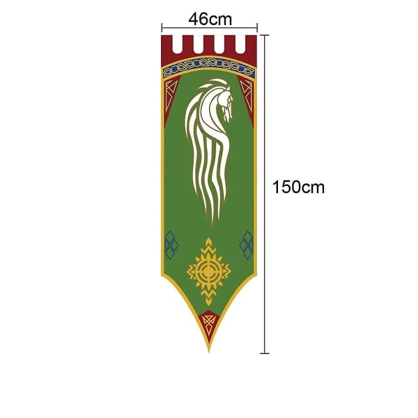 46x150cm Middelalderlig Rike Rohan Gondor Hest Tre Banner Flagg Vegg Henger Hjem Sovesal Stue Pennant Flagg Burgees Dekor B