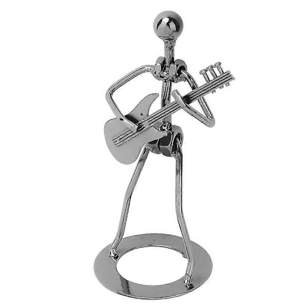 Vintage Järnkonst Svart Man Gitarrspelare Skrivbordsdekoration för Hem Bar Display