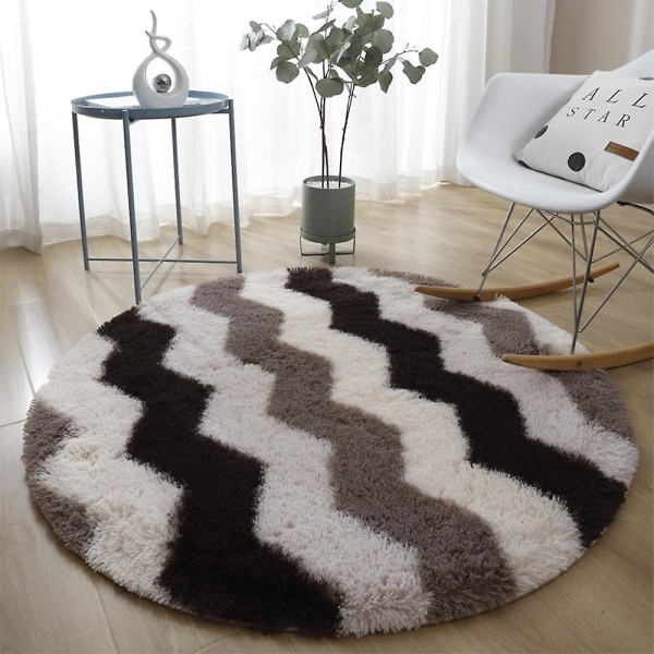 Runde tepper Myke Komfortable Fluffy Shaggy Høyhaug Tepper For Stue Soverom Round Floor Mat-6 Diameter 40cm