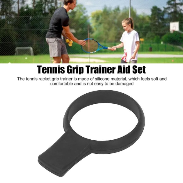 4 kpl Tennis Grip Trainer -apuväline tennismailaan, ulkoilmakilpailuihin [DmS] Black