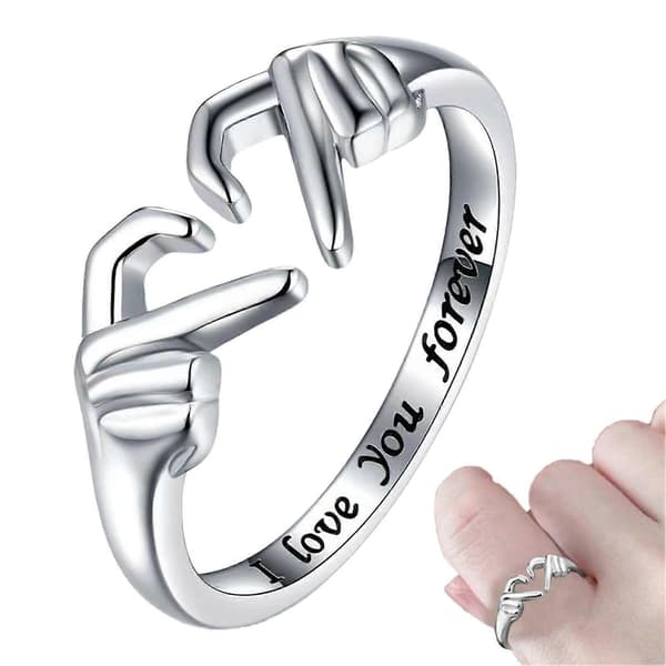 925 Sterling Sølv Hjertering Gravert Jeg Vil Alltid Elske Deg, Justerbar Ring, US 9