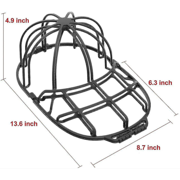 Cap Scrubber Cage til vask af baseball caps, Cap Scrubber og Cap Scrubber Rack til opbevaring i skabet, 1 pakke, sort