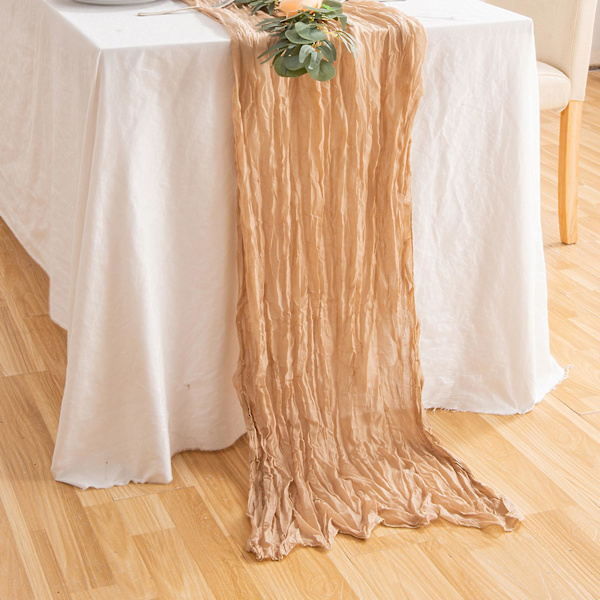 4m Gaze-løper til bryllup, bordløper i cheesecloth, Rustikk styling Pink
