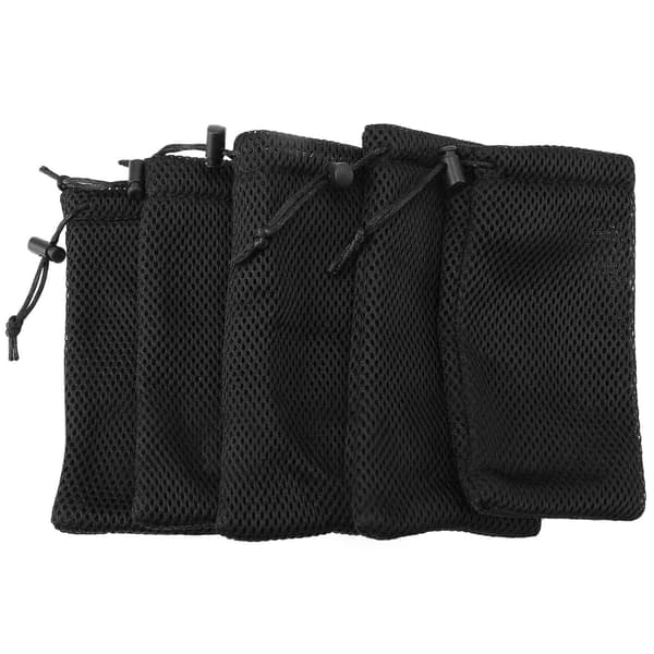 HAWEEL 5-pakks nylonnettpose med snor - 3,5 x 7,3 tommer Multifunksjonell reise- og utendørs black
