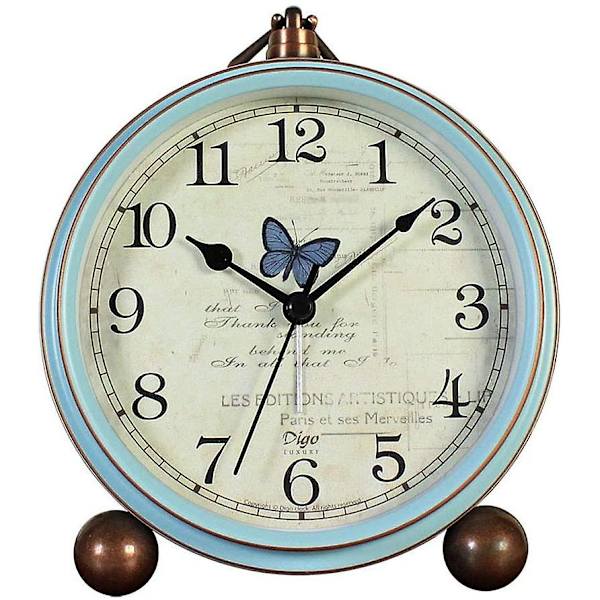 Wekity Retro Analog Väckarklocka för Bord, Batteridriven, Tyst Kvartsrörelse, HD-Glas Blue