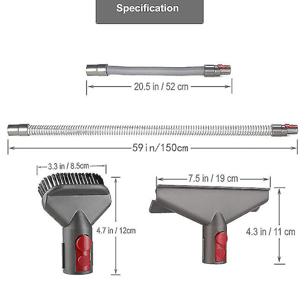 Dyson V7 V8 -imureilleille (jatkeputki + patja-työkalu + jäykkä harja)